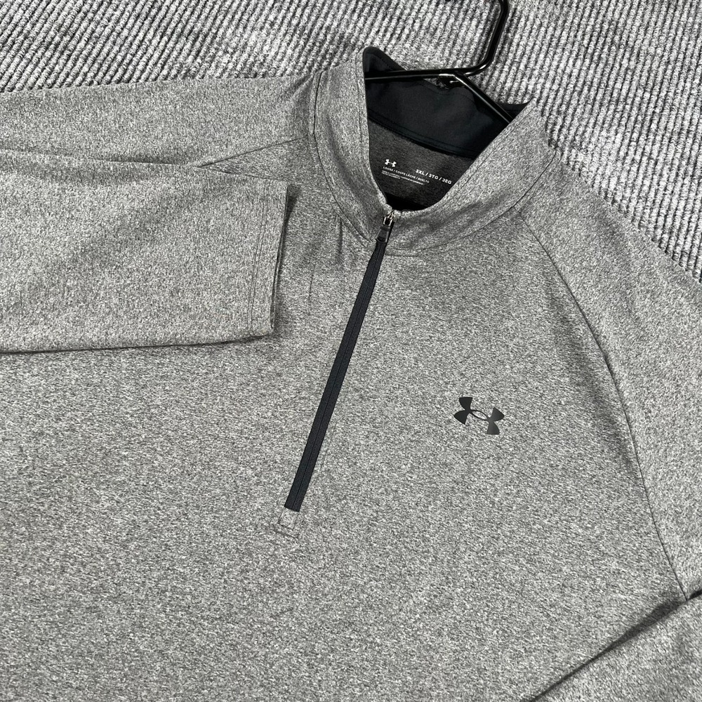 Under Armour Pullover Shirt Mens 3XL Gray Long Sleeve 1/4 Zip Loose Fit Active